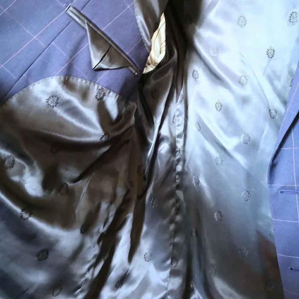 New‎ LRL Wool Plaid Sport Coat Blue Size 50R